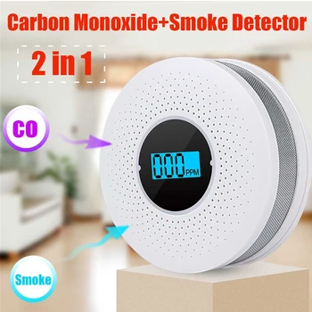 Alarma de humo de Gas Digital LED, Detector de monóxido de carbono, Sensor de advertencia de voz, protección de seguridad para el hogar, alta sensibilidad, 2 en 1, novedad