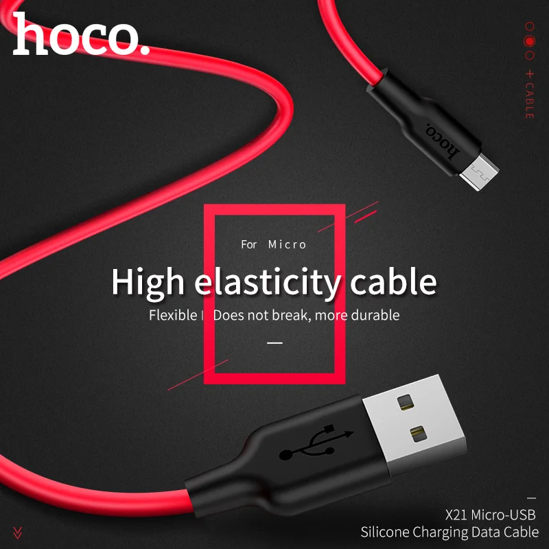 Hoco سيليكون مايكرو usb كابل 2 متر 1 متر 5v2a شاحن usb سريع كبل البيانات ل سامسونج xiaomi هواوي الهاتف المحمول الكابلات لالروبوت