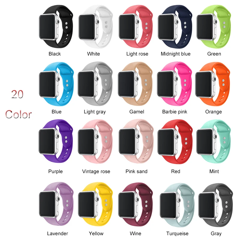 

Soft Silicone Sport Band For Apple Watch band 44mm 40mm Bracelet Strap For iwatch 3 2 1 42mm 38mm Wristband Accessories