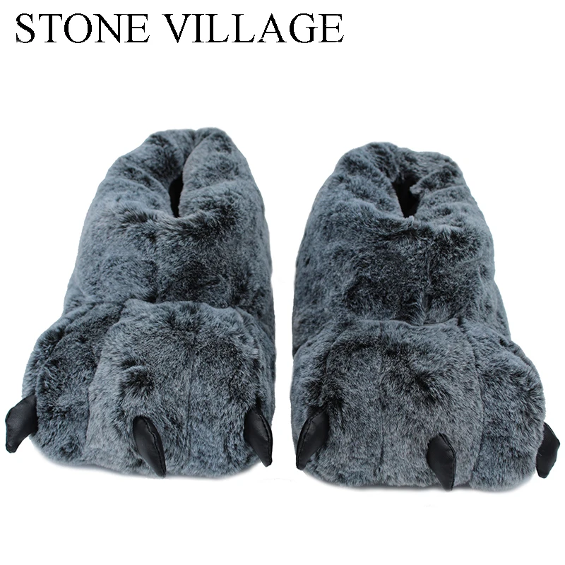 Goede Hoge Kwaliteit Paw Slippers Funny Animal Slippers Vrouwen Winter Monster Claw Pluche Thuis Slipper Mannen Zachte Indoor Vloer Schoenen