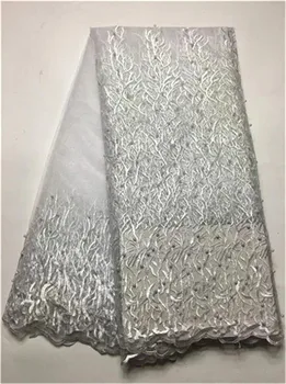 

Embroidery Lace Fabrics In Peach, High Quality Flower beads Lace Fabric For Dress, Nigeria Tulle Lace Fabric For Wedding white