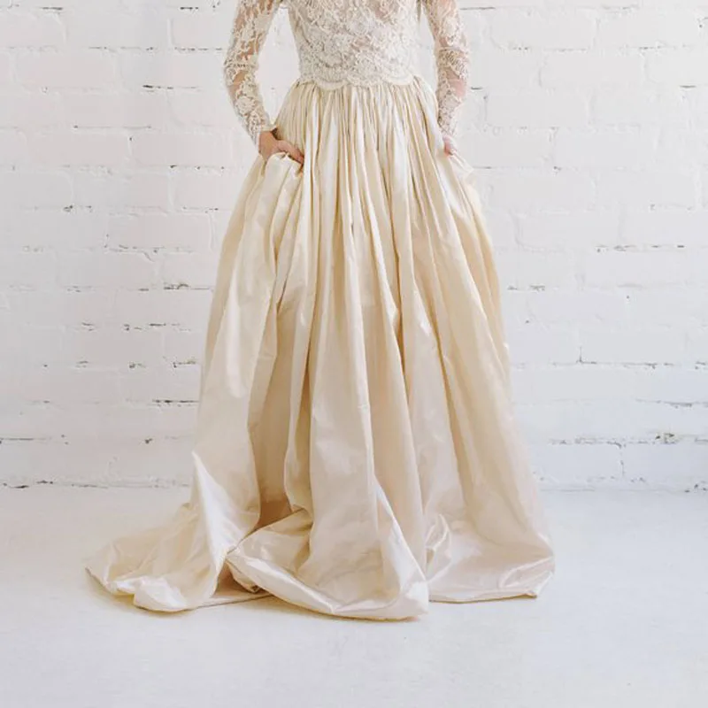 Женские юбки трапециевидной формы цвета слоновой кости с оборками из тафты, изготовленные на заказ выпускные юбки на молнии с высокой талией