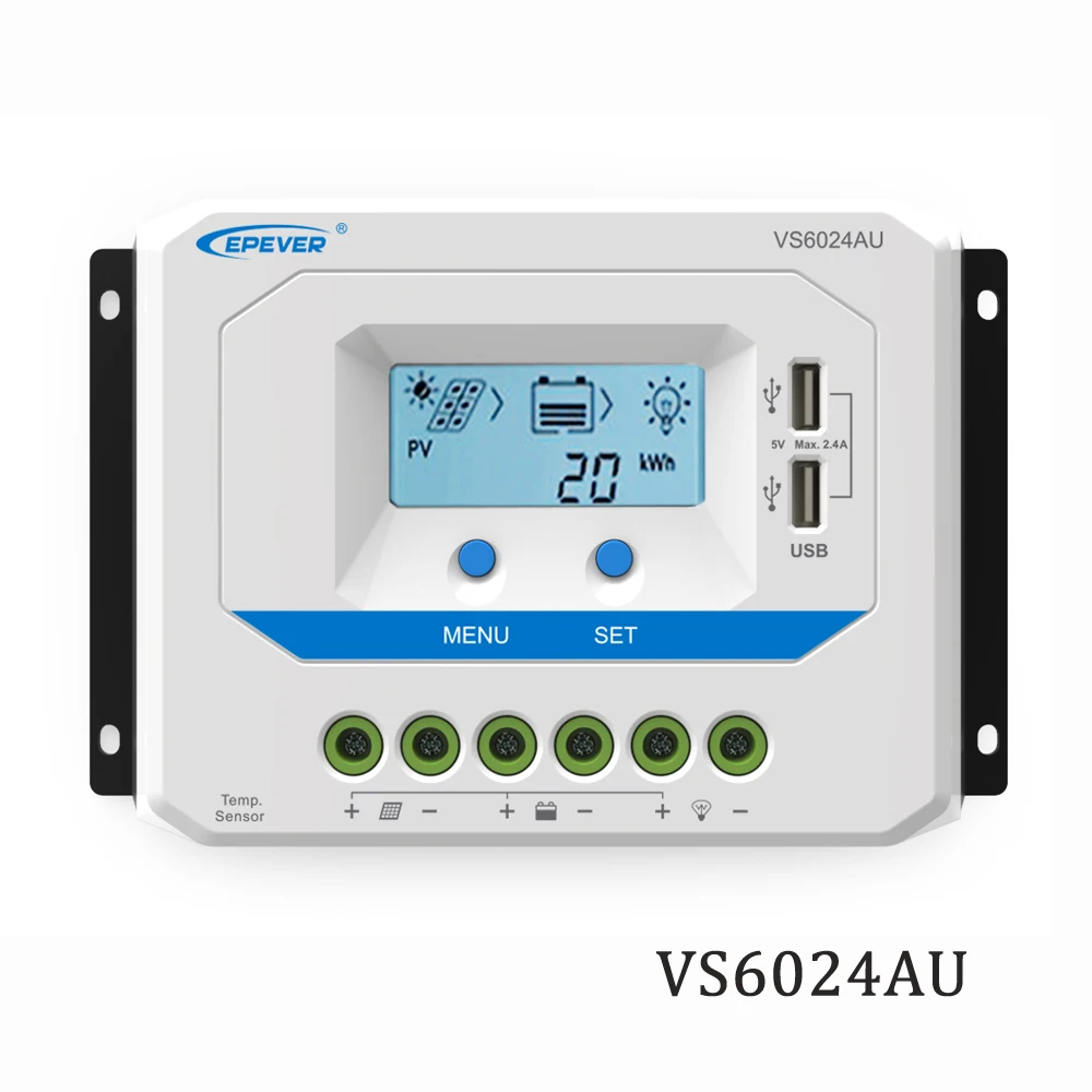 

60A VS6024AU 12V 24V EPSolar PWM Solar Charge Controller Regulator LCD Backlight 5V Mobile phone charger