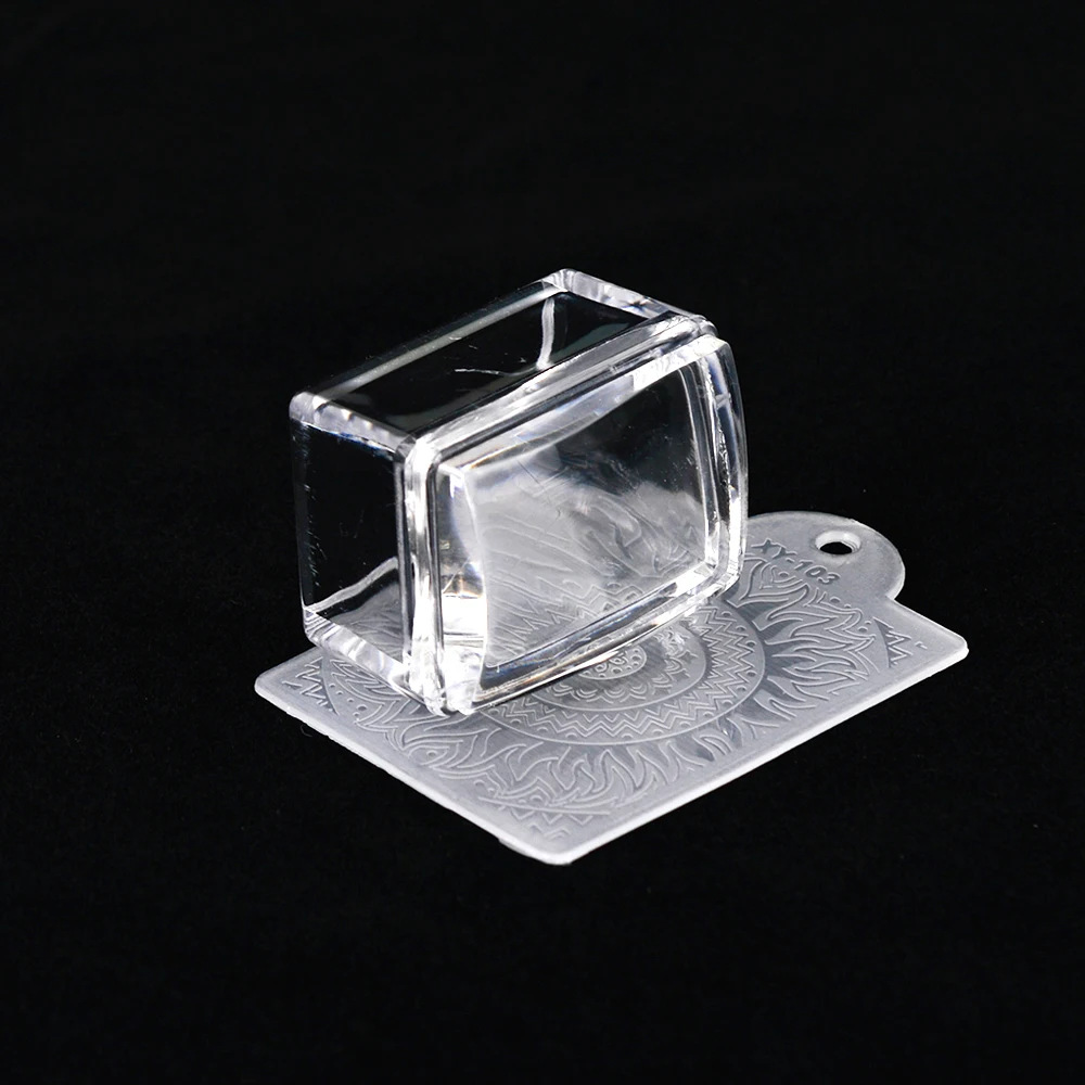 Прозрачный прямоугольник штамп для ногтей+ скребок для изображений трафареты наборы силиконовый мягкий высококачественный лак для ногтей штамп инструменты TR622