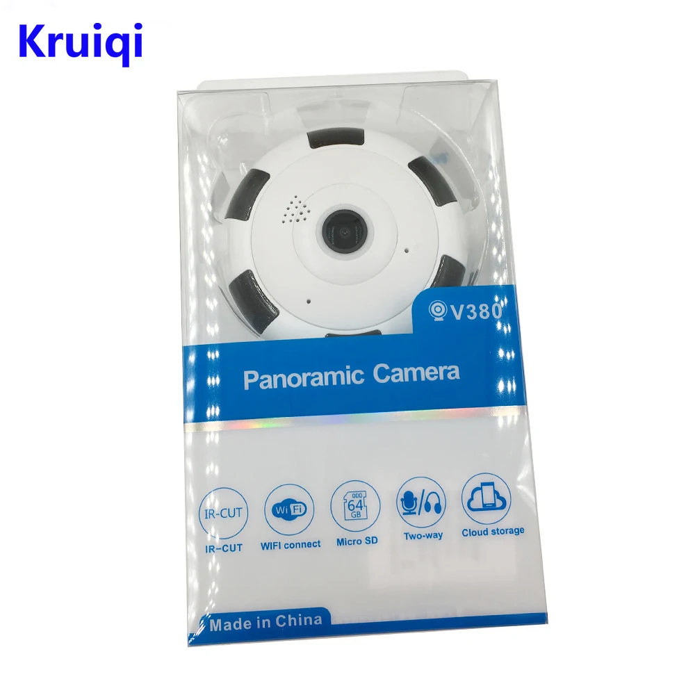 Kruiqi HD 1080P WiFi ip-камера 360 градусов 1.3MP беспроводная камера видеонаблюдения рыбий глаз мини-камера для хранения видео Макс 64 Гб пульт дистанционного IR-CUT аудио-вход