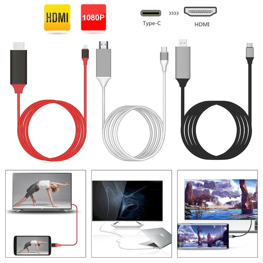 Type C to HDMI Cable USB 3.1 to HDMI 4K High Speed Adapter Cables for MacBook Pixel ChromeBook for Samsung S8