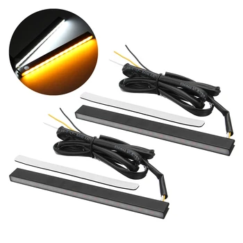 

2pcs Auto LED DRL+Water Flowing Styling Turn Signal Light 12V Aluminium Car Daytime Running Lights Turn Indicator Light