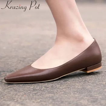 

New hand-sewn leather full grain leather vintage pregnant woman loafers slip on suqare toe driving comfortable grandma shoes L05