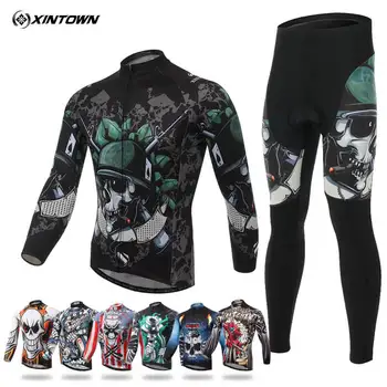 

XINTOWN New Cycling Sets Sportswear Long Sleeve Jersey Bicycling Shirts Short Bicycle MTB Ciclismo Spring Autumn 7 Colors