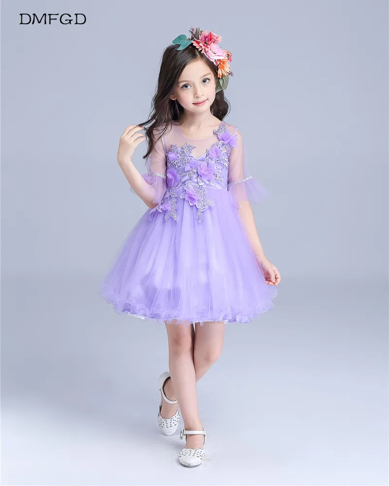 

Maggie new spring and summer children's purple costume kindergarten graduation dress girl princess princess dress