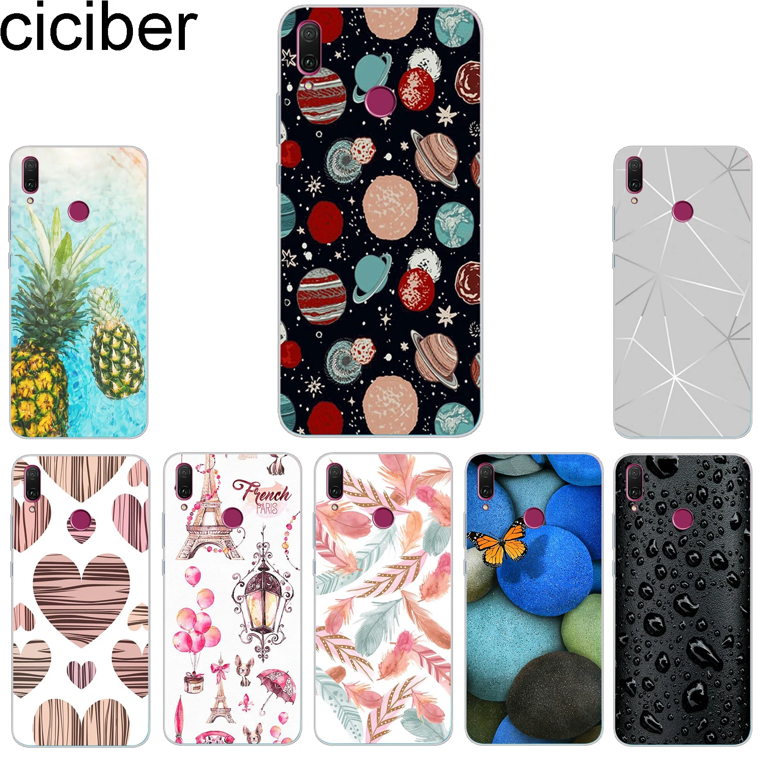 ciciber Phone Case for Huawei Honor 10 9 8 lite 7A 8C 8X Note V10 Y9 Y7 Y6 Y5 Y3 Pro Prime 2017 2018 2019 Pineapple Love Feather |