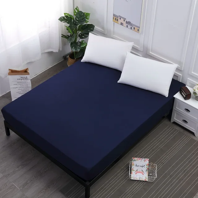 Buy Solid Color Waterproof Fitted Sheet Breathable