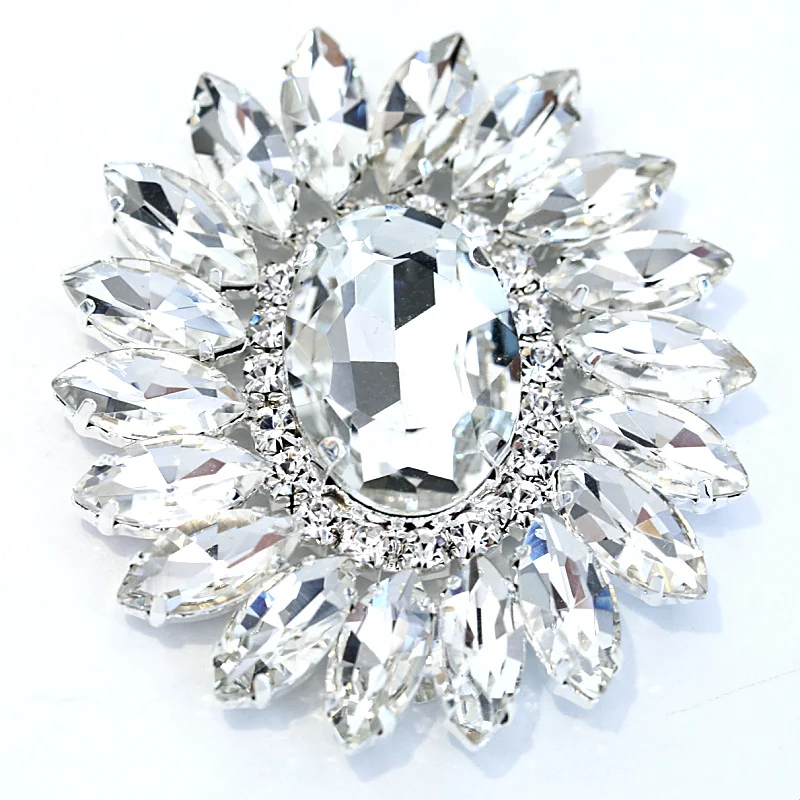 

5.2x6cm 1pcs High-Quality Sew On Rhinestone Applique Flatback Crystal AB Sew On Rhinestones Appliques Bridal Accessories B0791