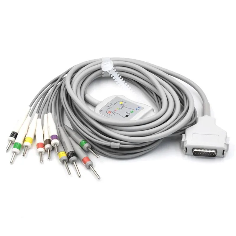 Совместим с Fukuda Denshi FCP-7411 FX-7402/FX-2111 FX-2155/3010/7010 кабель для ЭКГ проводными 10 выводами