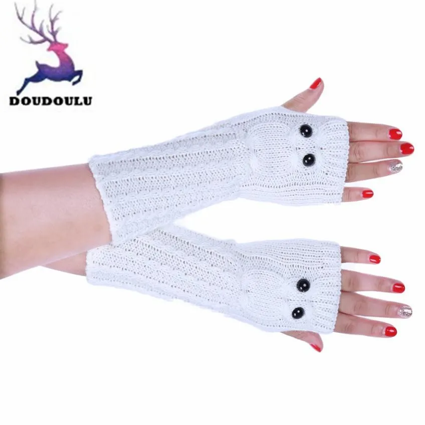 

DOUDOULU 2017 New Winter Gloves Women Warmer Knitted Arm Owl Fingerless Winter Gloves Soft Warm Mitten Eldiven Dropshipping #XTJ