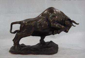 

Chinese classical red Bronze copper carved Lucky ox bull wealth Fengshui Statue