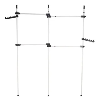 

Household 4 Poles Heavy-Duty Adjustable Garment Hanger Clothes Rack Coat Rack Simple Closet Wardrobe For Bedroom