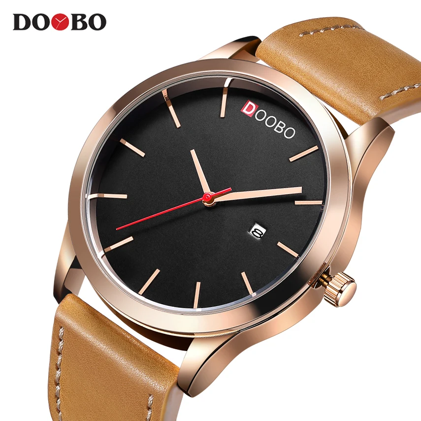 

DOOBO Sport Watch Men Leather Calendar Quartz Wrist Wristwatch Military Clock Male Leather Wrist Watch Relogio masculino saat