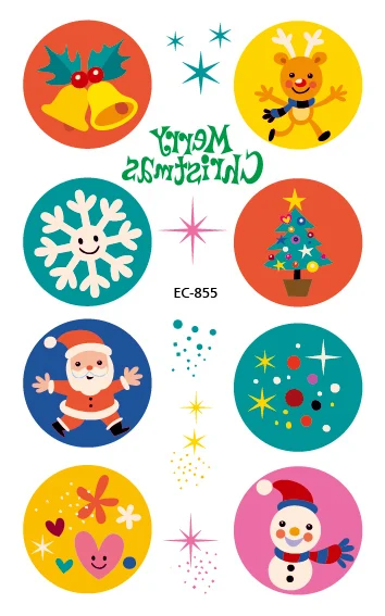 Модные водонепроницаемые цветные временные тату-Стикеры для рождественской елки для детей, вечерние наклейки для воды, поддельные тату-стикеры RA016 - Цвет: 855