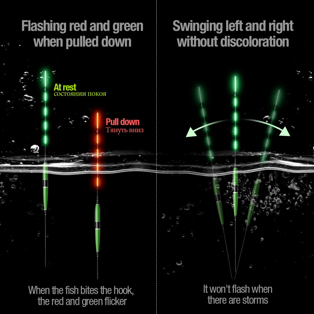 DONQL Smart Fishing Led Light Float Luminous Glowing Float Fish Bite Automatically Remind Electric Fishing Buoy With Batteries