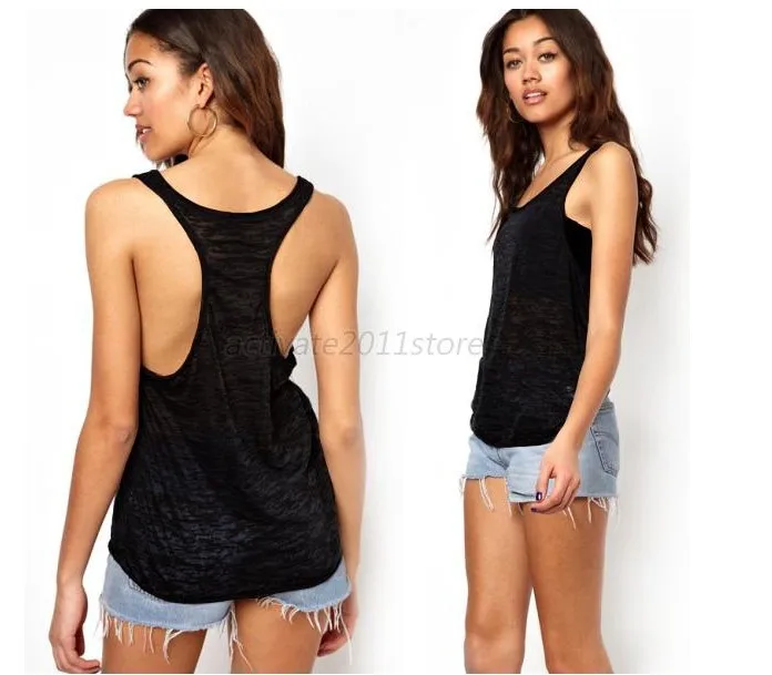 2015 Loose Women Tops Long O-Neck Sleeveless Fashion Black White Plus Size High Quality Fast Delivery Cheap | Женская одежда