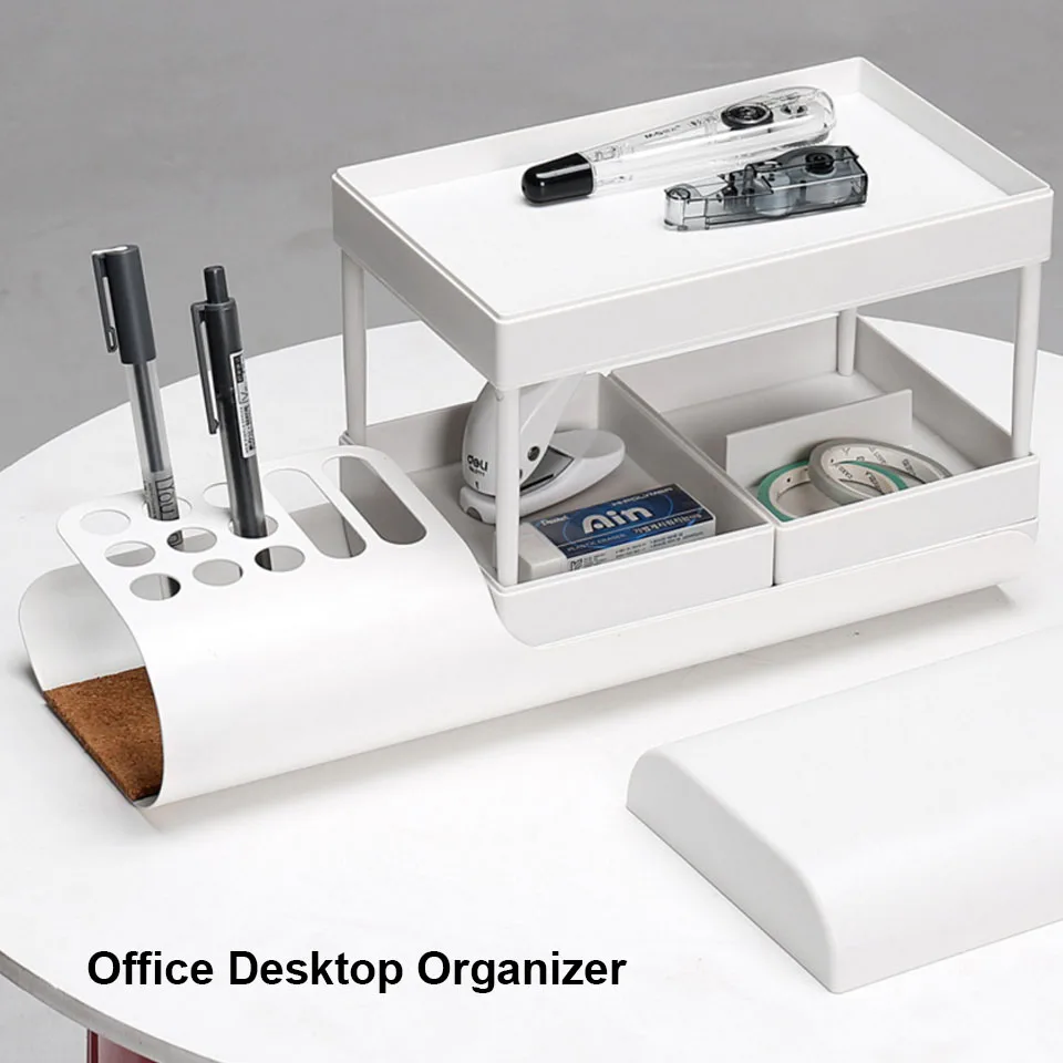

Desk Storage, Compact Table Desktop Makeup Bathroom Storage Box for Home Office Supplies Card/Pen/Stationery Holder