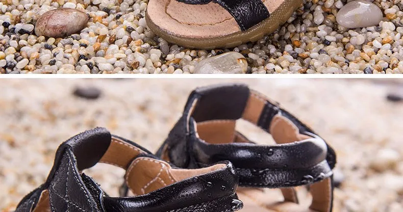 Новые летние детские сандалии из натуральной кожи; детская обувь; сандалии для маленьких мальчиков и девочек; пляжные сандалии