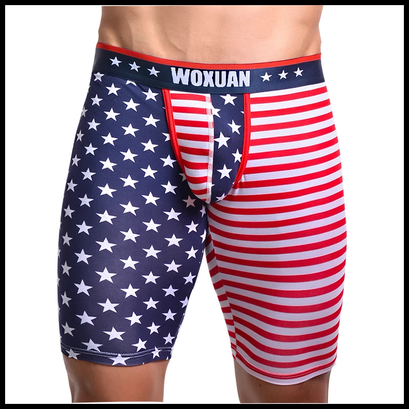 Man Sleep Bottoms/American Flag Print Male Sexy Cotton Spandex Pajama