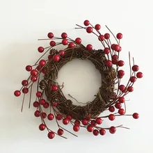 2 шт/партия дизайн 9,6 дюймов Искусственный Красный ягодный веточка венок с сосновым конусом Маленькая Рождественская Свеча кольцо