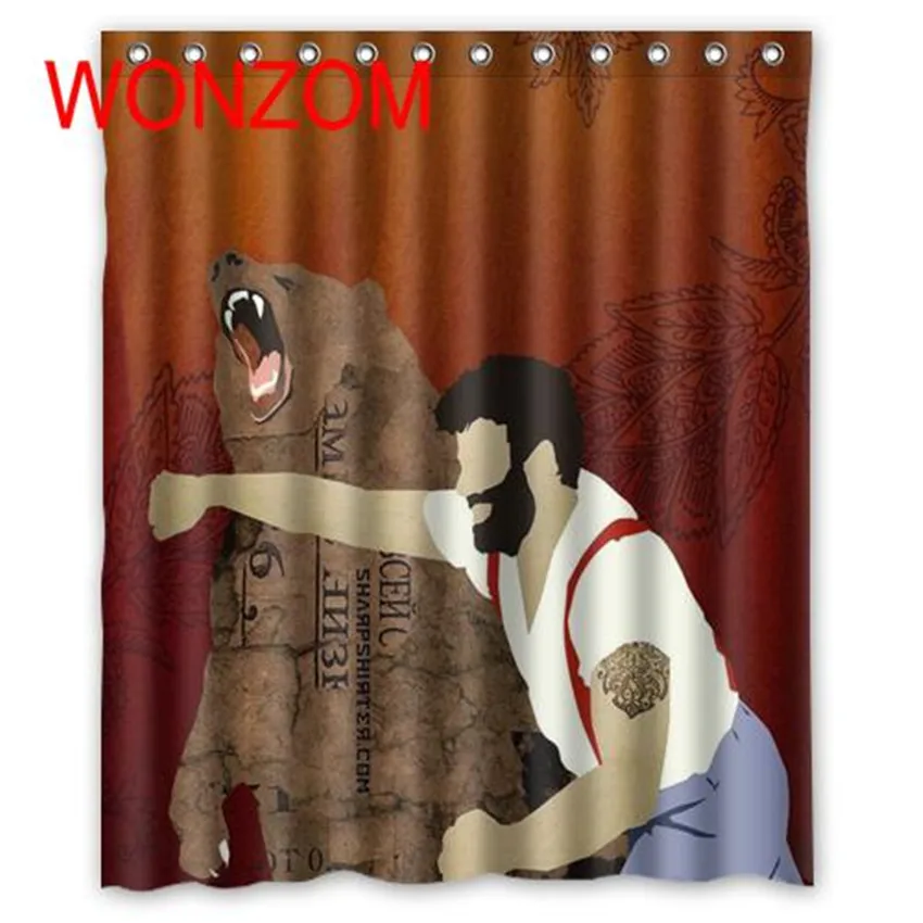 

WONZOM Bear Shower Bathroom Waterproof Accessories Curtains For Decor Modern 3D Polyester Animal Bath Curtain with 12 Hooks