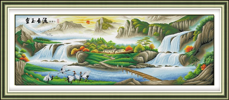 

Big river cross stitch kit 18ct 14ct 11ct count printed canvas stitching embroidery DIY handmade needlework