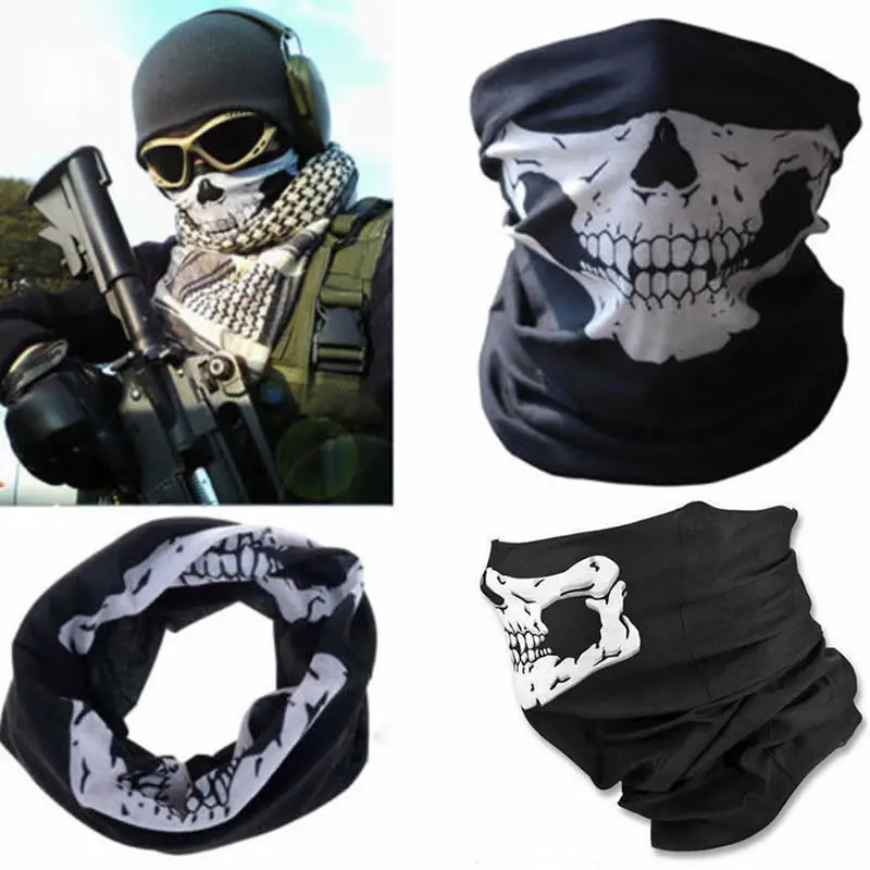 Multi-functional Outdoor Bike Motorcycle Helmet Skull Neck Face Bandana Mask for Paintball Ski Sport Headband Hiking Scarves