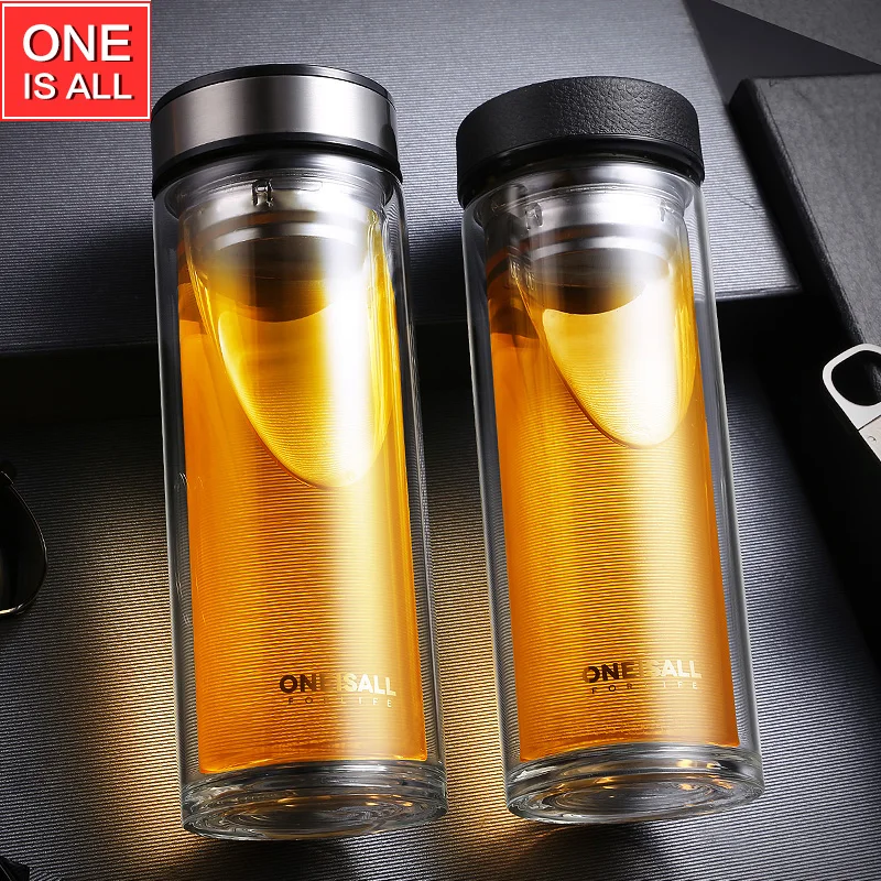 ONEISALL GYBL110 500MLBorosilicate Double Layer Glass Man Tea Cup with Tea Infuser Car Cup Quality Business Office Bottle ONEISALL GYBL110 500MLBorosilicate Double Layer Glass Man Tea Cup with Tea Infuser Car Cup Quality Business Office Bottle