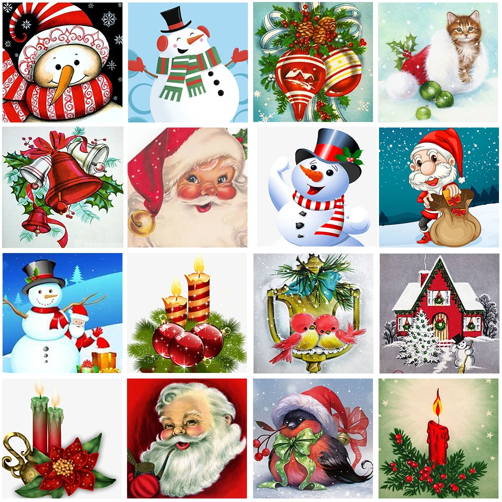 

Diamond painting Christmas card Cartoon fociaran for needlework Round Square beads Children Diamond embroidery icons Gift Cards