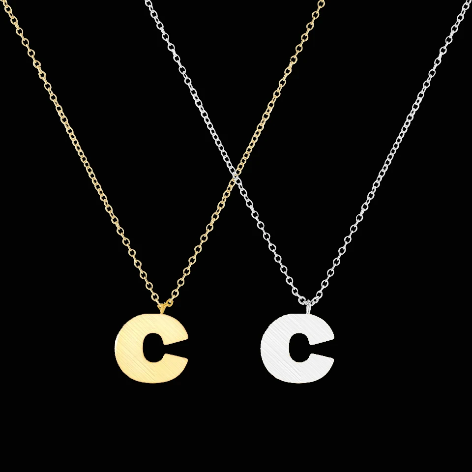 Stainless steel jewelry geometric initial letter C necklace pendants