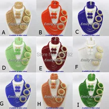 Charming African Beads Jewelry Set More Colors Nigerian Wedding Crystal Beads Jewelry Set Wholesale Free Shipping AES498