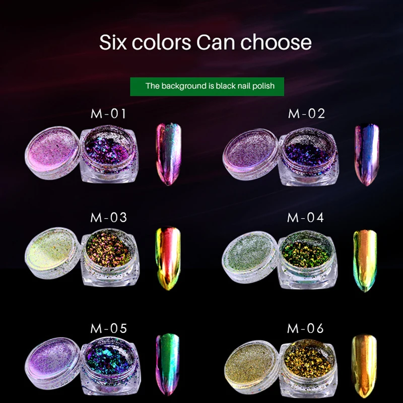 

6Pcs Glitter for Nail Dipping Powders Glitters Manicure Nails Art Decoration Chrome Pigment Nails Accessories Chrome Nail Powder