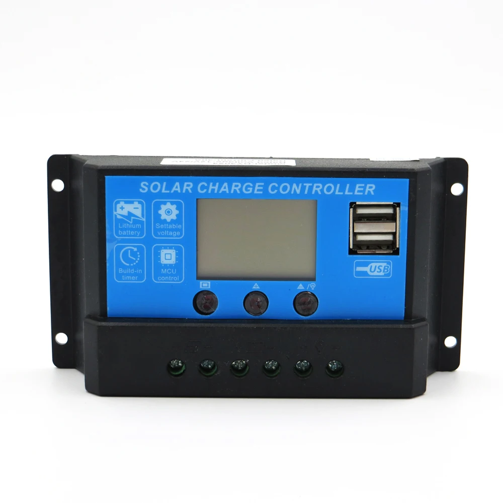 

30A 20A 10A 12V/24V LCD display solar charger AGM GEL 3.7V 3.2V 3S 4S Iron li-ion lithium battery charge controller USB