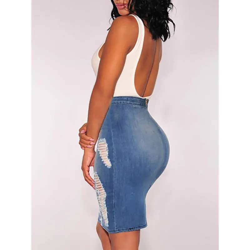 Женская юбка-карандаш стрейч в обтяжку юбка короткая мини юбка с высокой талией синие джинсовые юбки лето