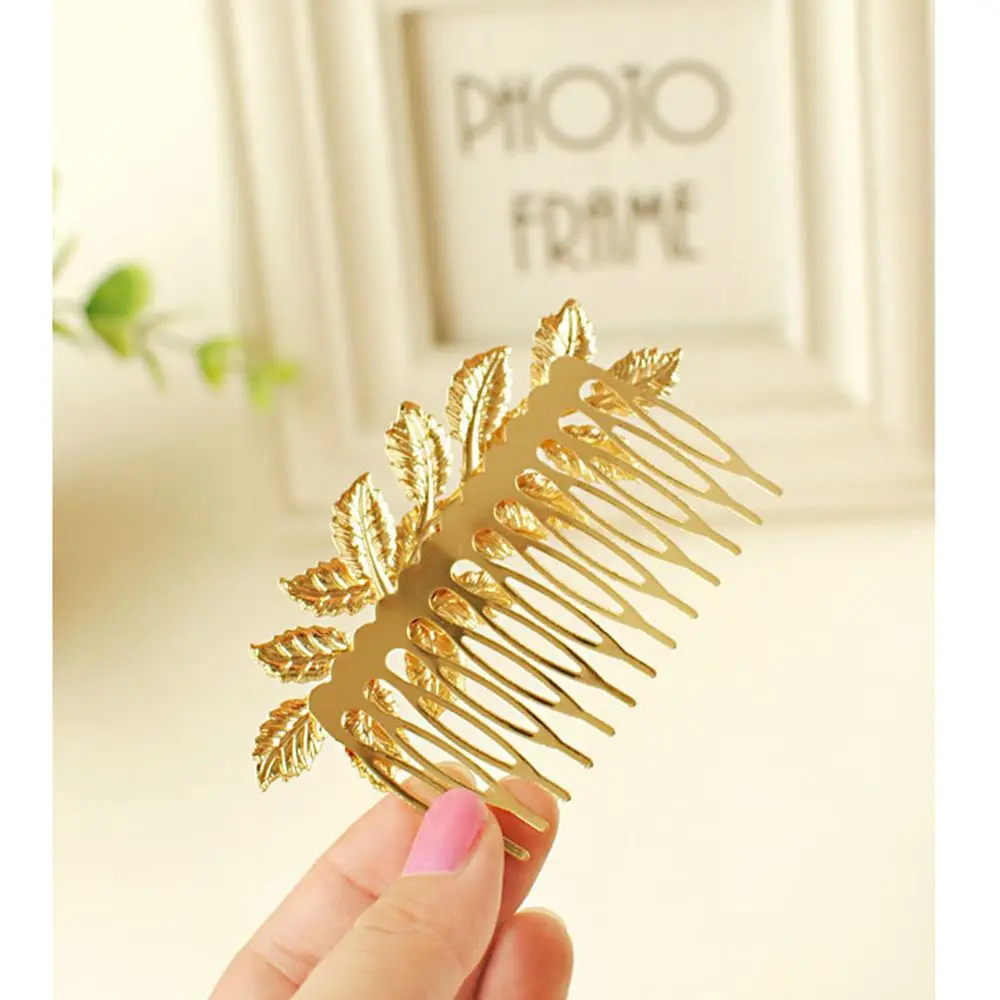 1pcs Fashion Punk Women Girls Gold Leaf Hair Comb Hair Clip Jewelry Cuddly Gold Metal Hair Accessories Headwear Female Hairpins