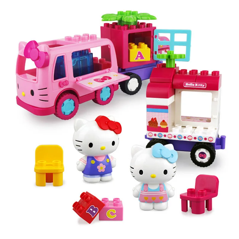 

DIY Colorful Hello Kitty Music Particle Building Blocks Castle Educational Toy Girl Kids Model Marvel Compatible Gift