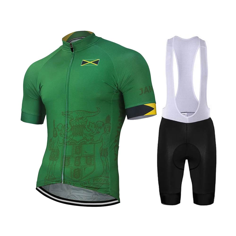 Jamaica для мужчин Открытый Летний Велоспорт Джерси Набор велосипед дорога гоночная команда езда велосипед одежда Зеленый велосипед набор Bib 9D гель дышащий
