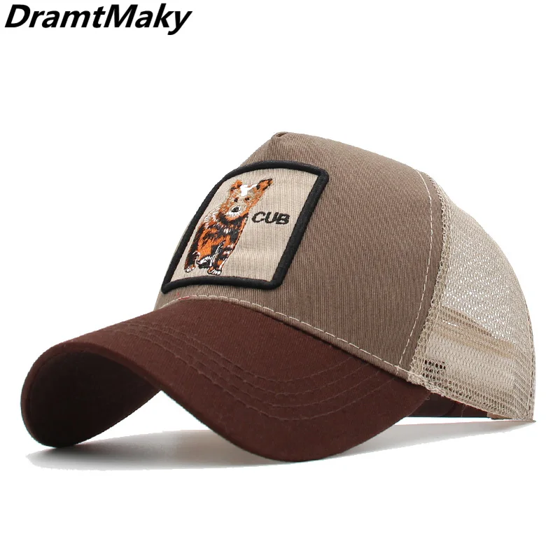 

Fashin New Animals Cub Embroidery Men's Baseball Cap Women Snapback Hip Hop cap Summer Mesh hat trucker cap Bone gorra dad hat