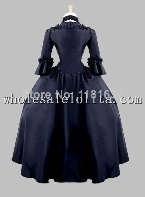 Готический Черный Викторианский стиль 19-й век большой бальный наряд сценический костюм платье