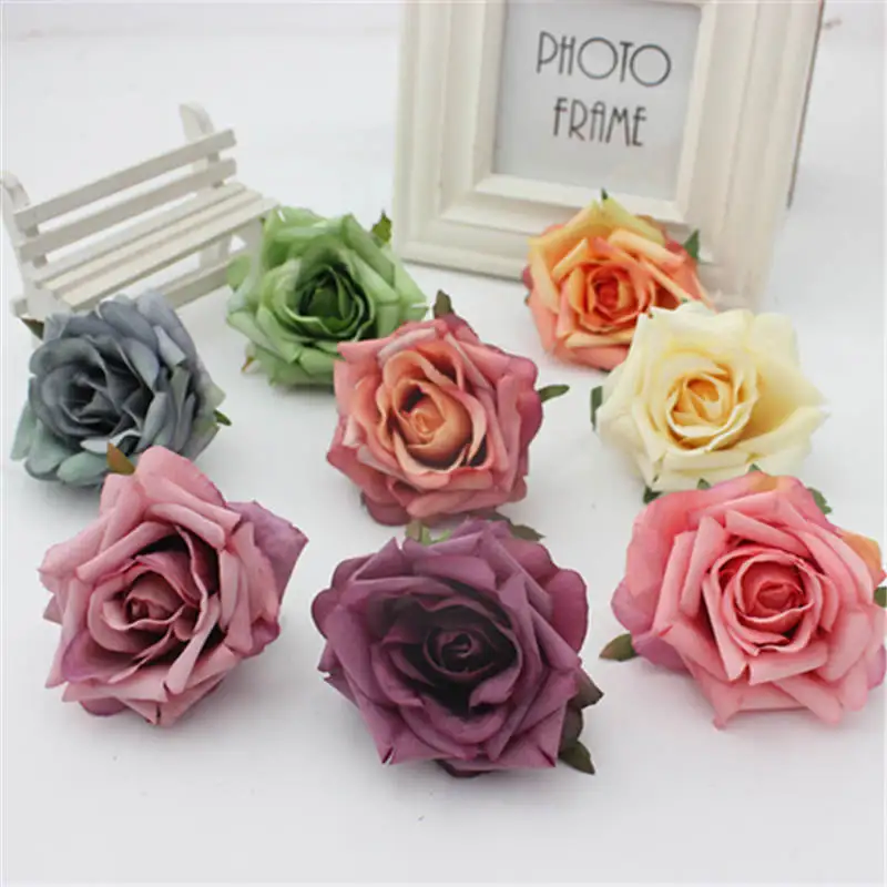 

Flower diameter: about 7 CM or less DIY wreath material European beautiful curly rose head 10pcs