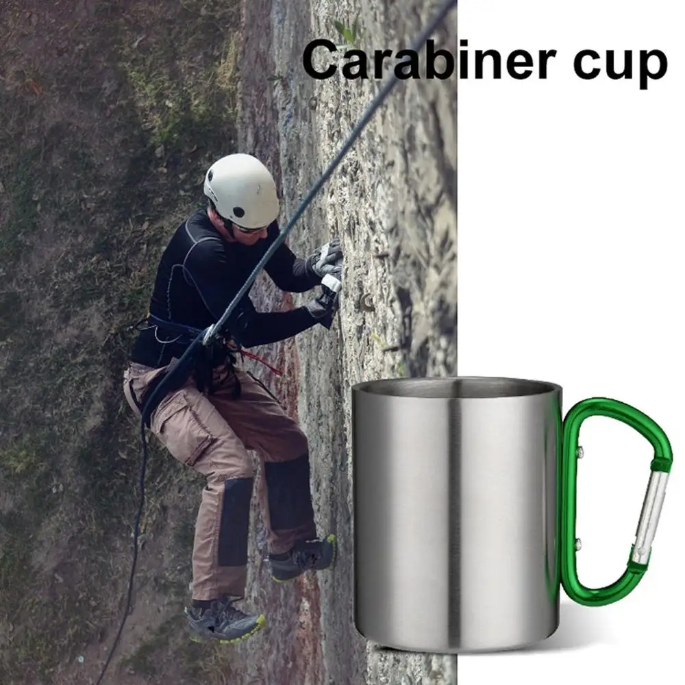 

High Quality Mountaineering Cup 220Ml Stainless Steel Mouth Cup High Quality Carabiner Cup Fashion Professional