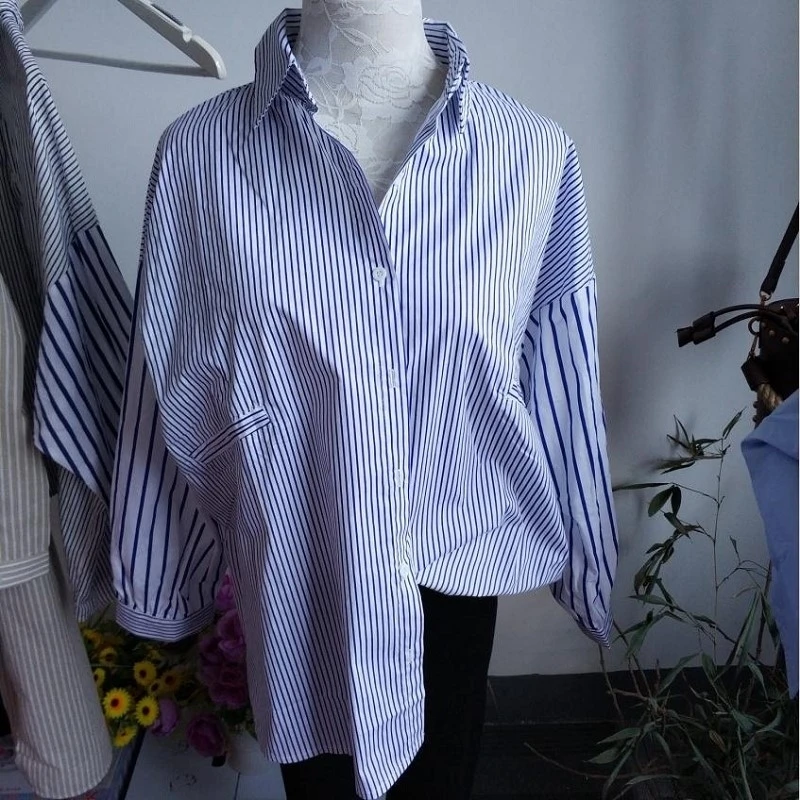 Shirts Women Long Sleeve Striped Casual Fashion High Quality Loose Womens Clothing Korean Style Simple All-match Elegant Summer