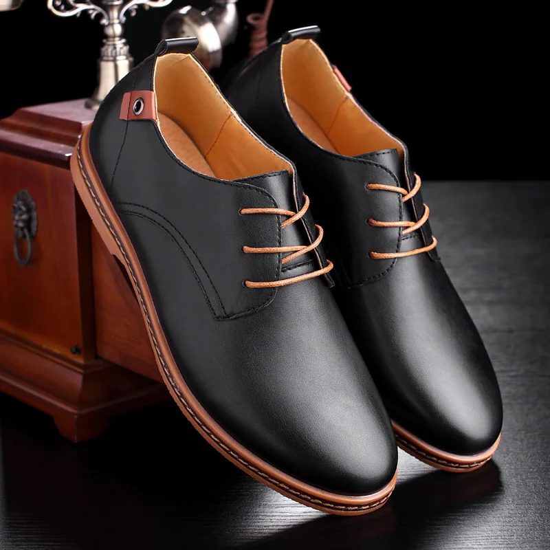 

Luxury Men Leather Shoes Male Dress Shoes Business Black Flats Lace-up Oxfords Comfortable Formal Footwear chaussure homme cuir