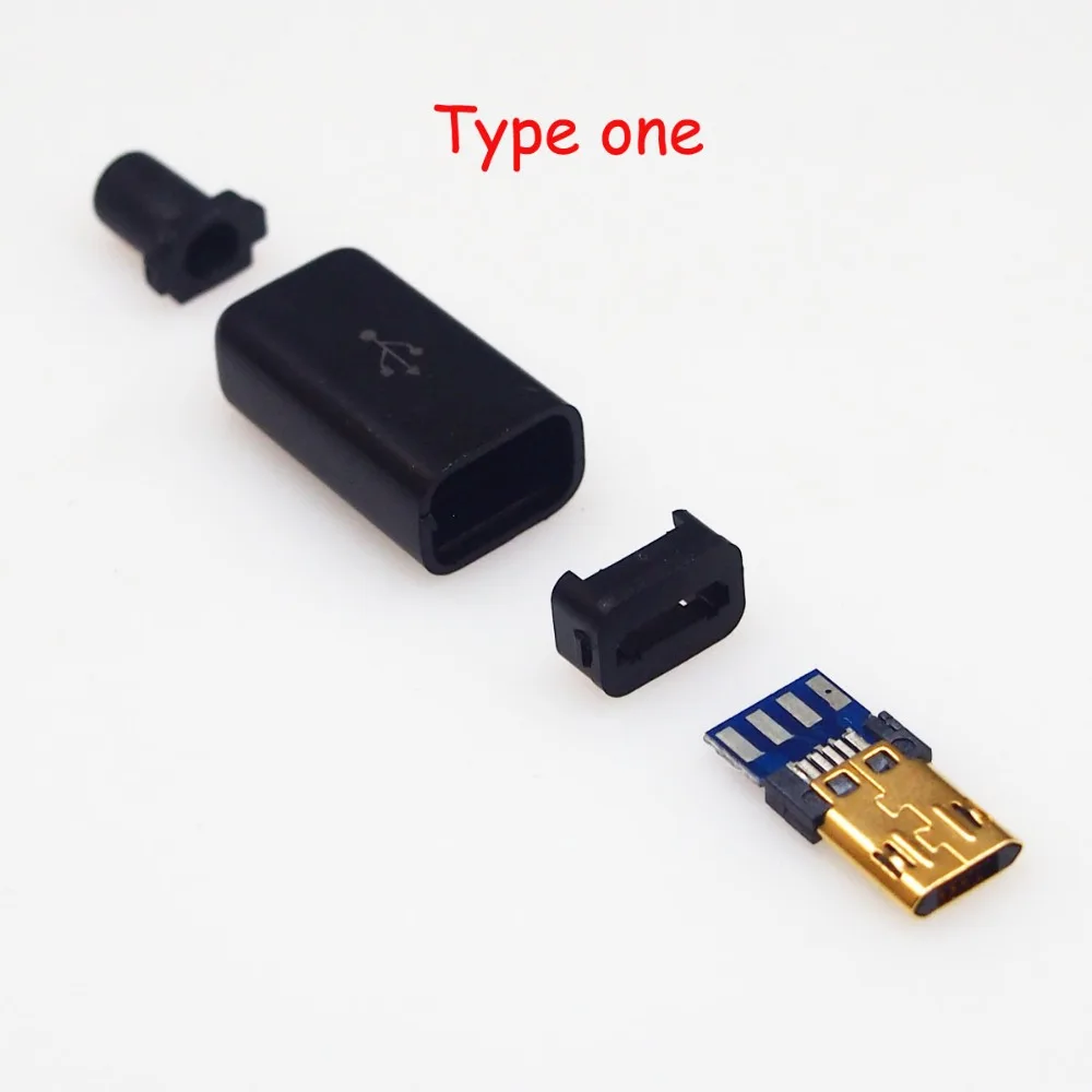 

5set Gold Plating micro 5p male plug with PCB solder plate with plastic shell