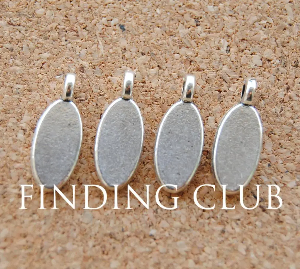 Buy 30 pcs Antique Silver Metal Oval Blank Stamping